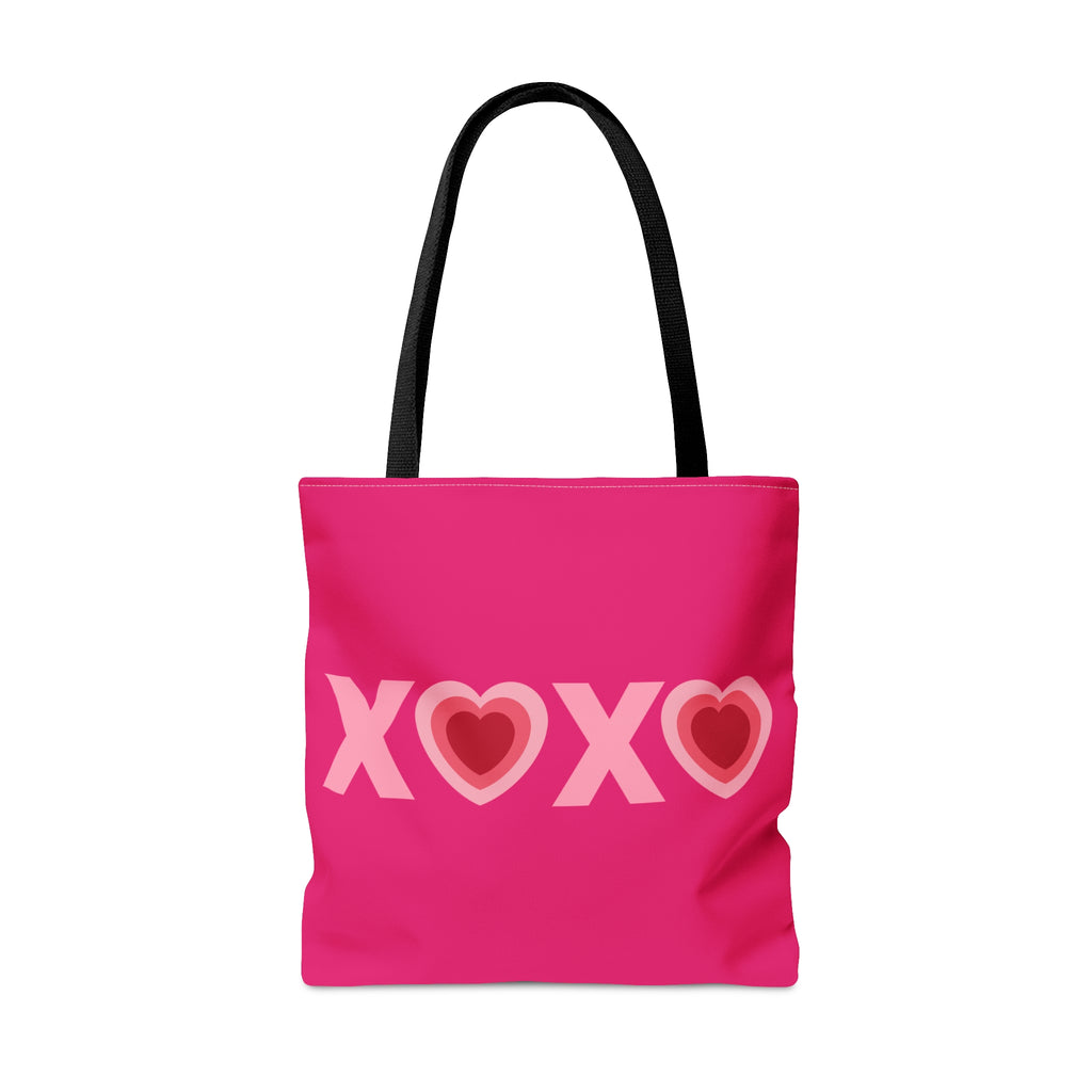Valentines XOXO Heart Large Raspberry Tote Bag
