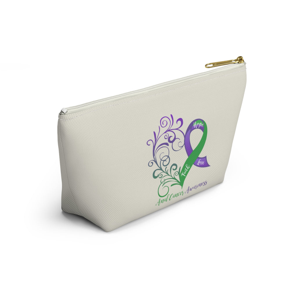 Anal Cancer Awareness Heart "Natural" T-Bottom Accessory Pouch (Dual-Sided Design)