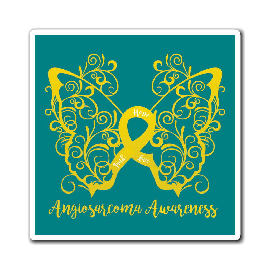 Angiosarcoma Awareness Filigree Butterfly Dark Teal Magnet (3 Sizes Available)