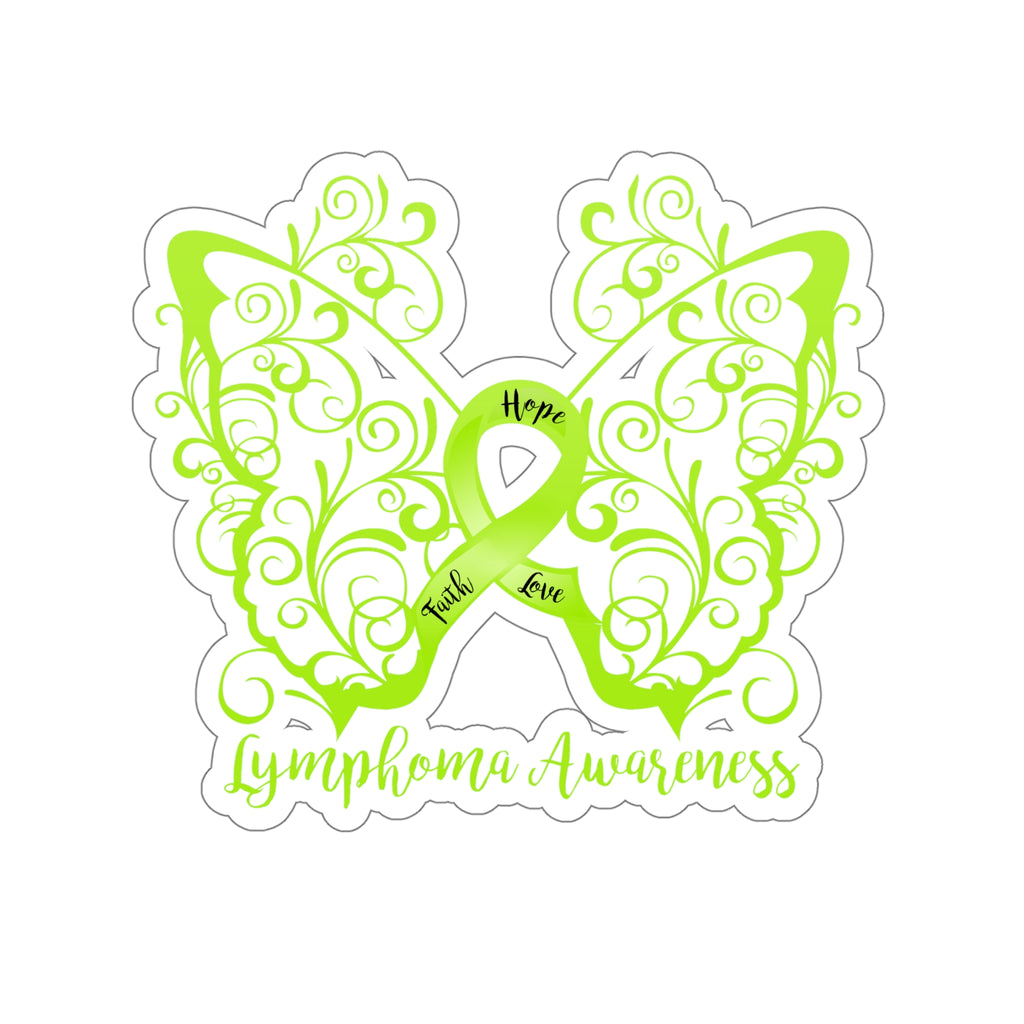 Lymphoma Awareness Filigree Butterfly Car Sticker (6 x 6)