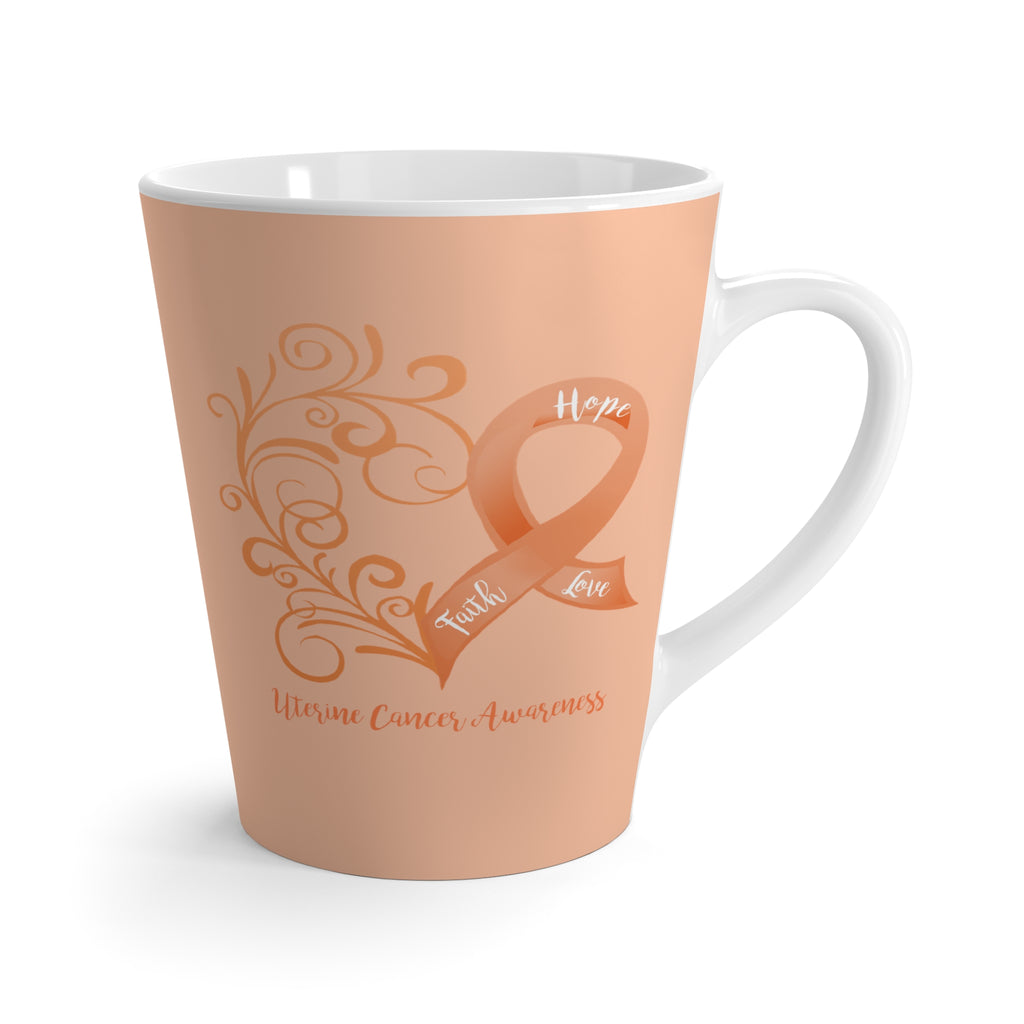 Uterine Cancer Awareness "Peach" Latte Mug (Dual-Sided Design)(12 oz.)