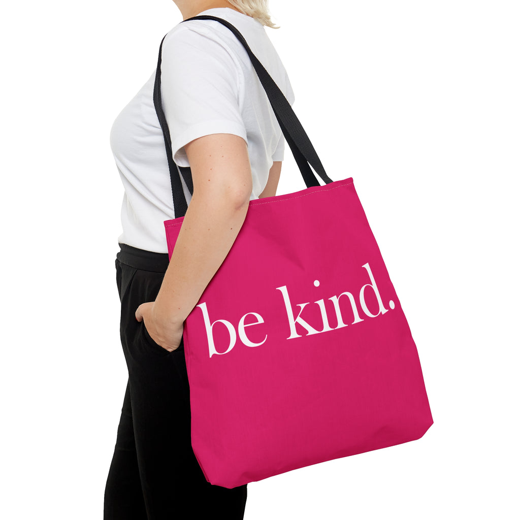 be kind. Large Raspberry Tote Bag