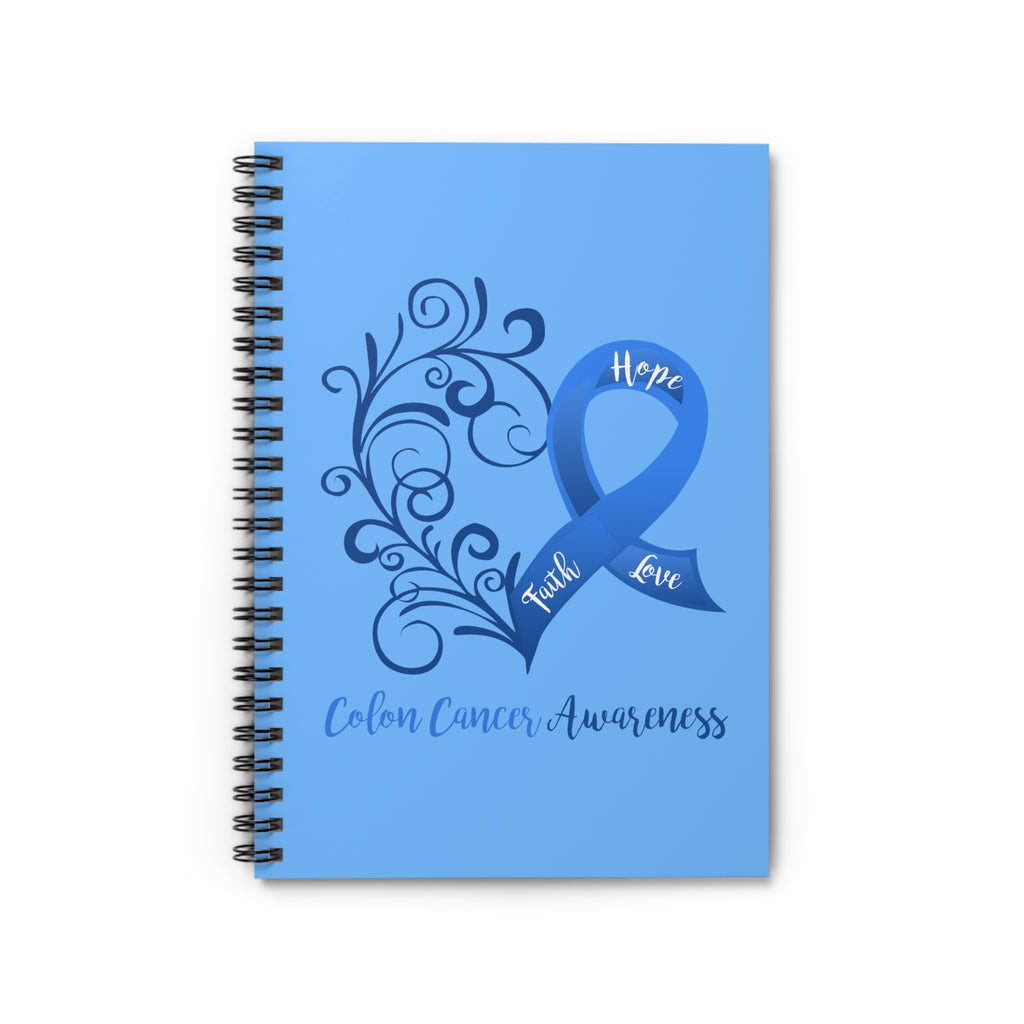 Colon Cancer Awareness Spiral Journal - Ruled Line (Azure Blue)