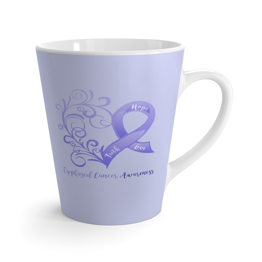 Esophageal Cancer Awareness Heart "Periwinkle Blue" Latte Mug (Dual-Sided Design)(12 oz.)