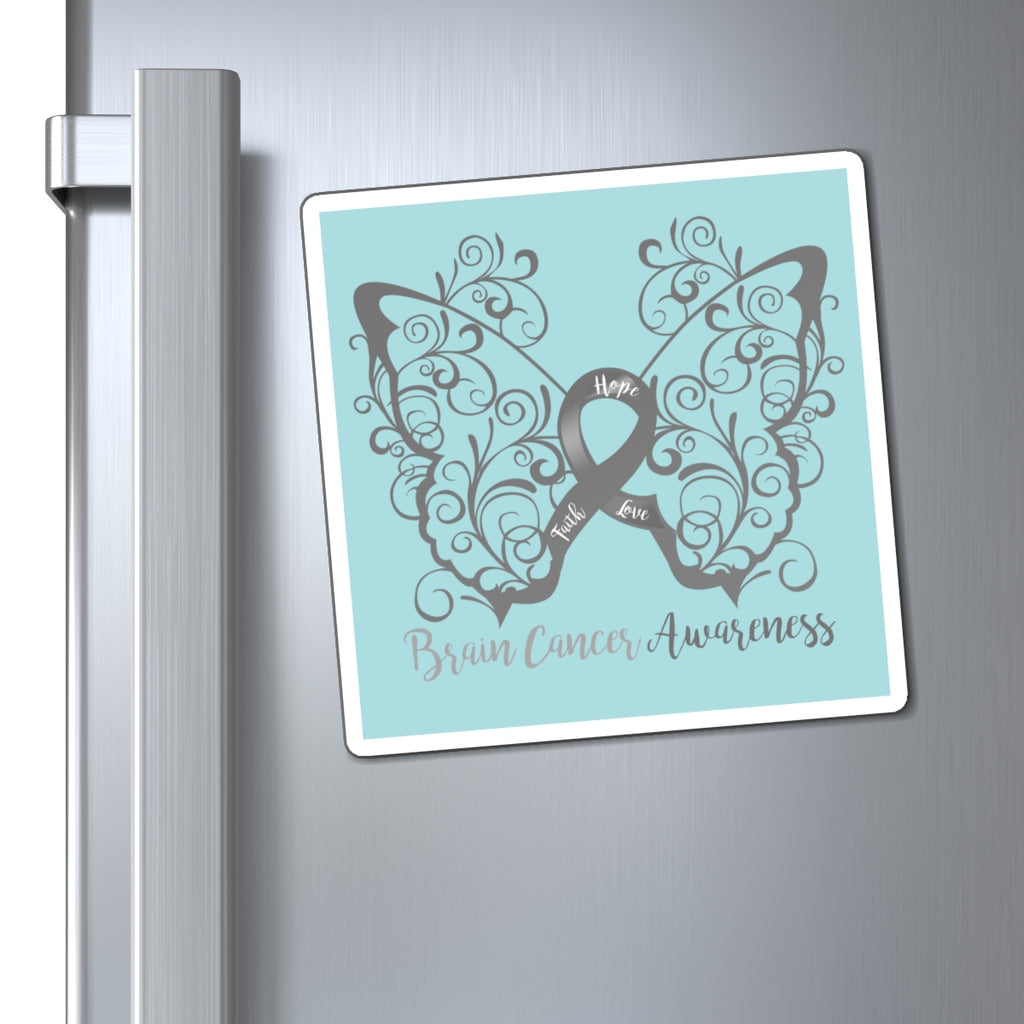 Brain Cancer Awareness Filigree Butterfly Magnet (3 Sizes Available)