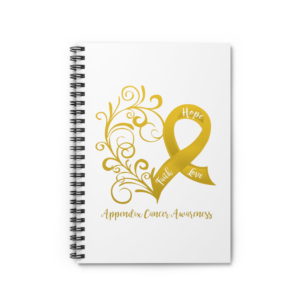 Appendix Cancer Awareness Heart Spiral Journal - Ruled Line