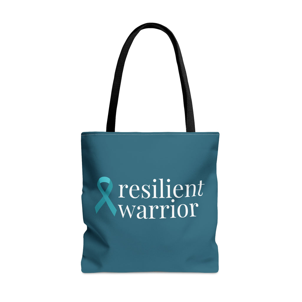 Ovarian Cancer resilient warrior Dark Teal Large Tote Bag (Dual-Sided Design)