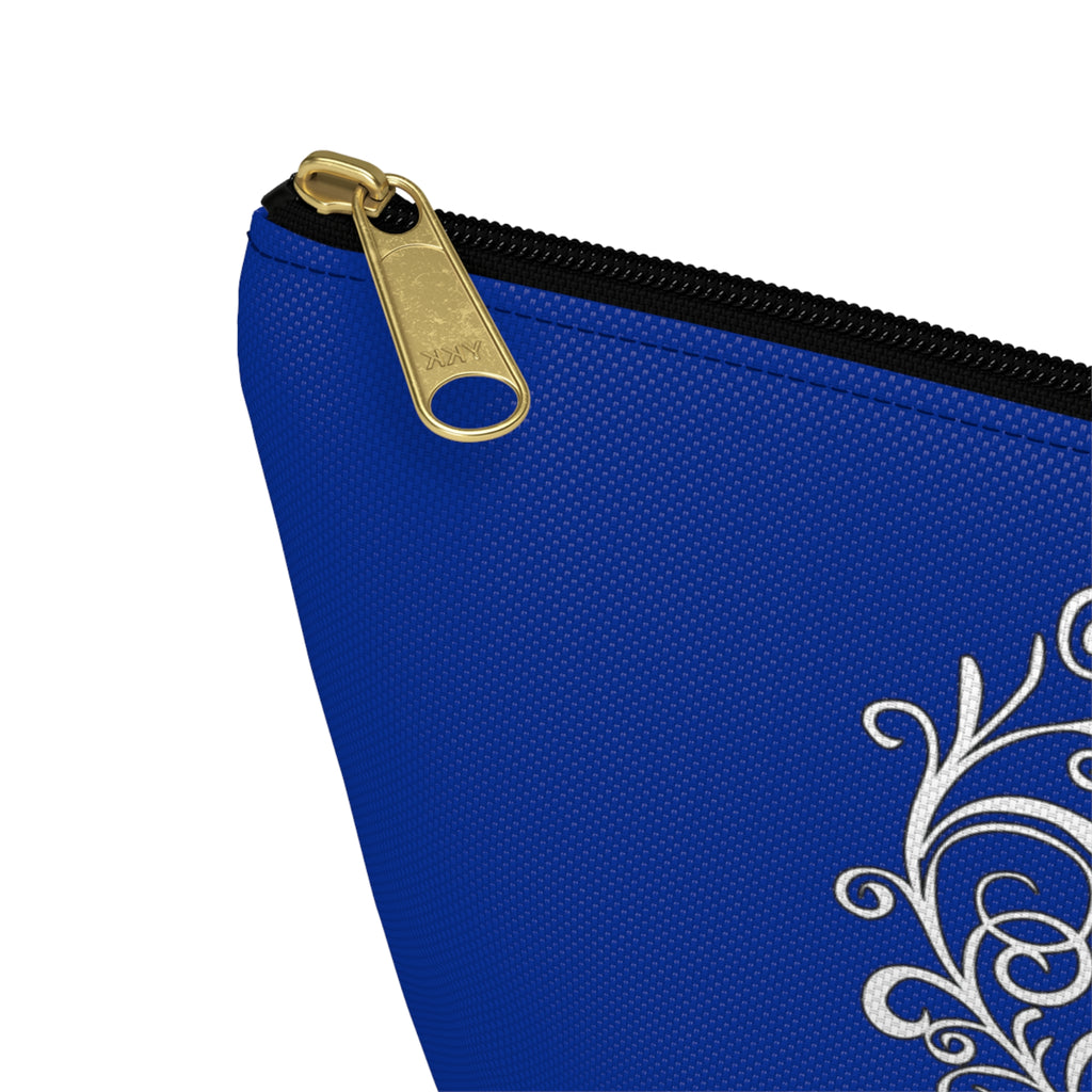 Ampullary Cancer Awareness Heart Small "Dark Blue" T-Bottom Accessory Pouch (Dual-Sided Design)