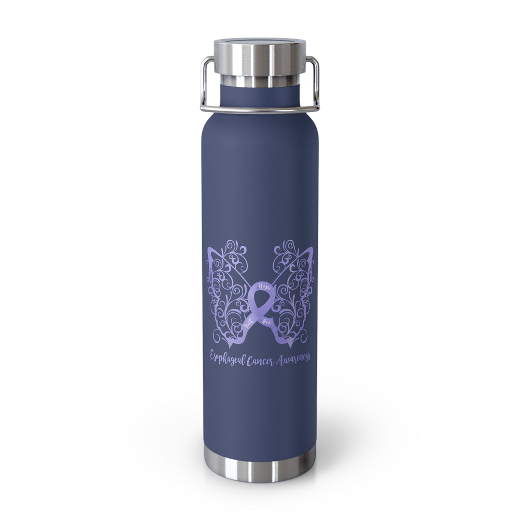 Esophageal Cancer Awareness Filigree Butterfly Copper Vacuum Insulated Bottle, 22oz