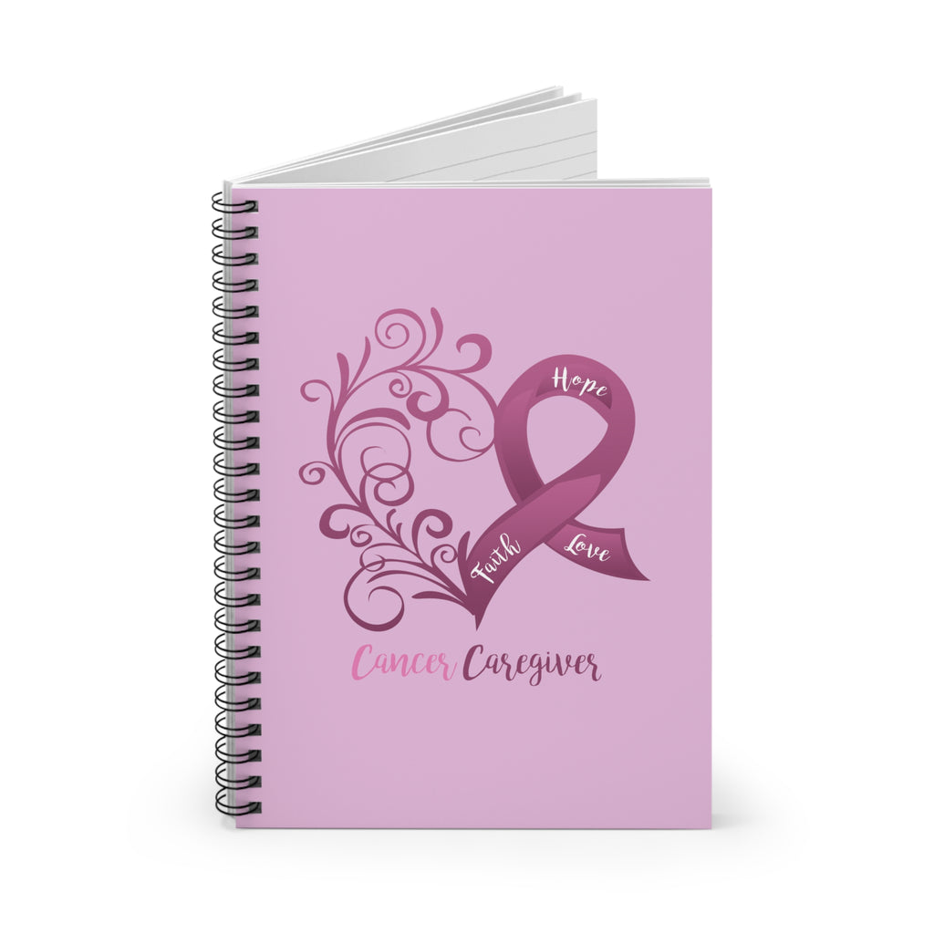 Cancer Caregiver Heart Light Plum Spiral Journal - Ruled Line