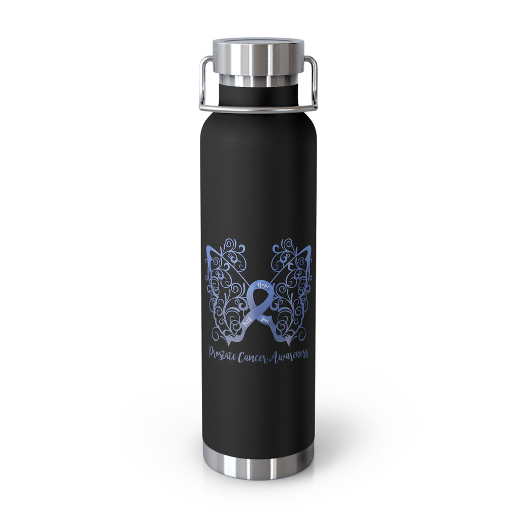 Prostate Cancer Awareness Filigree Butterfly Copper Vacuum Insulated Bottle, 22oz