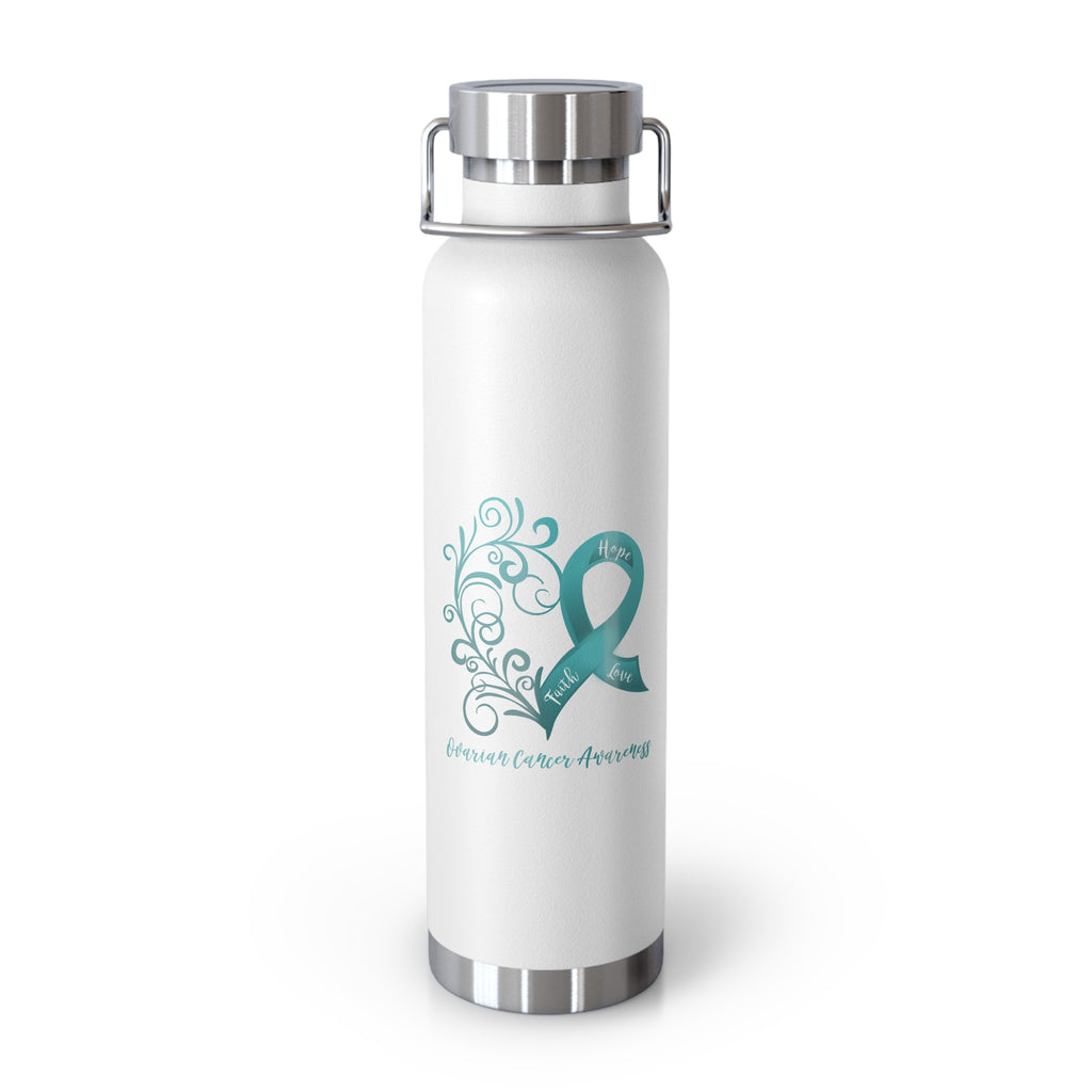 Ovarian Cancer Awareness Heart Copper Vacuum Insulated Bottle, 22oz