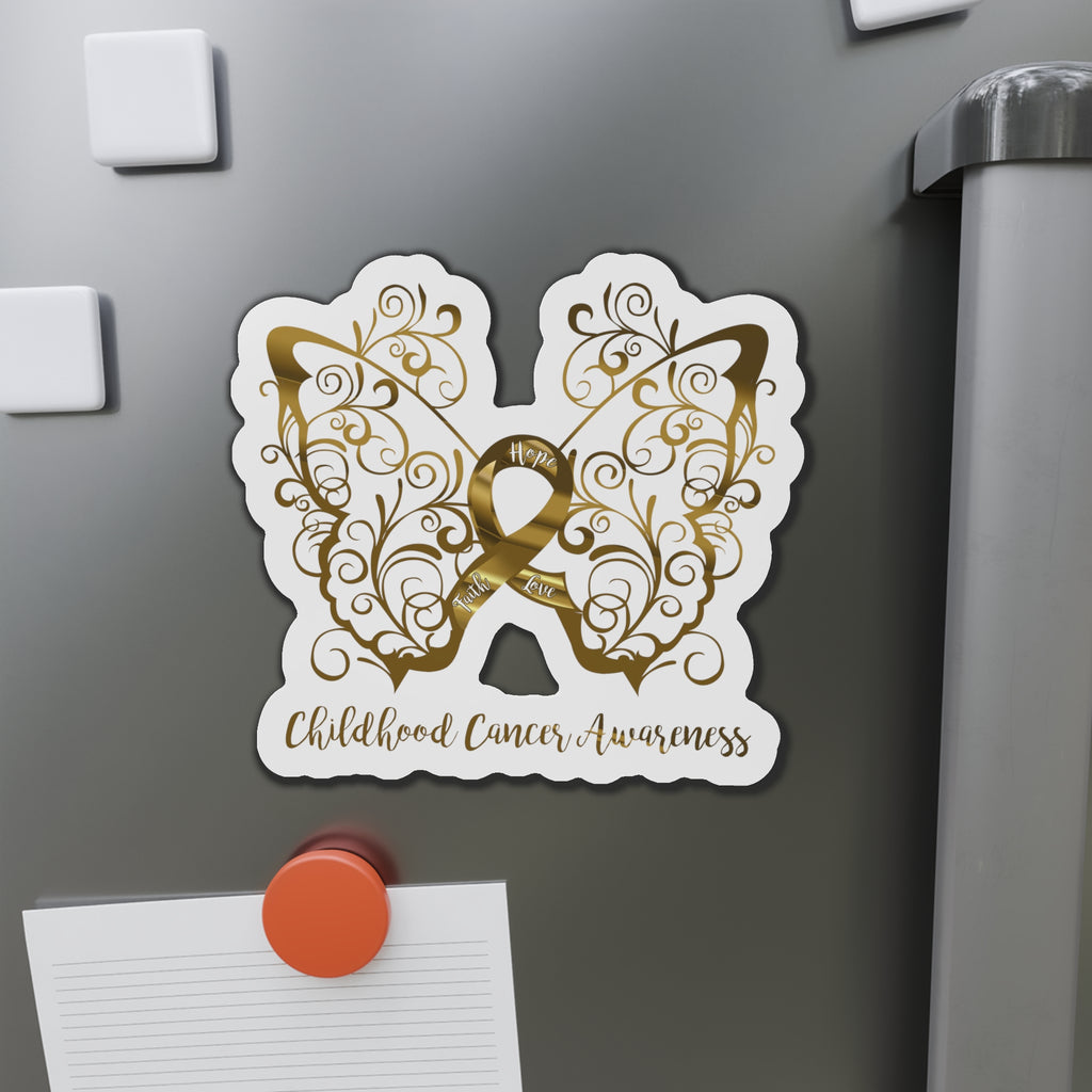 Childhood Cancer Awareness Filigree Butterfly Flexible Vehicle Magnet
