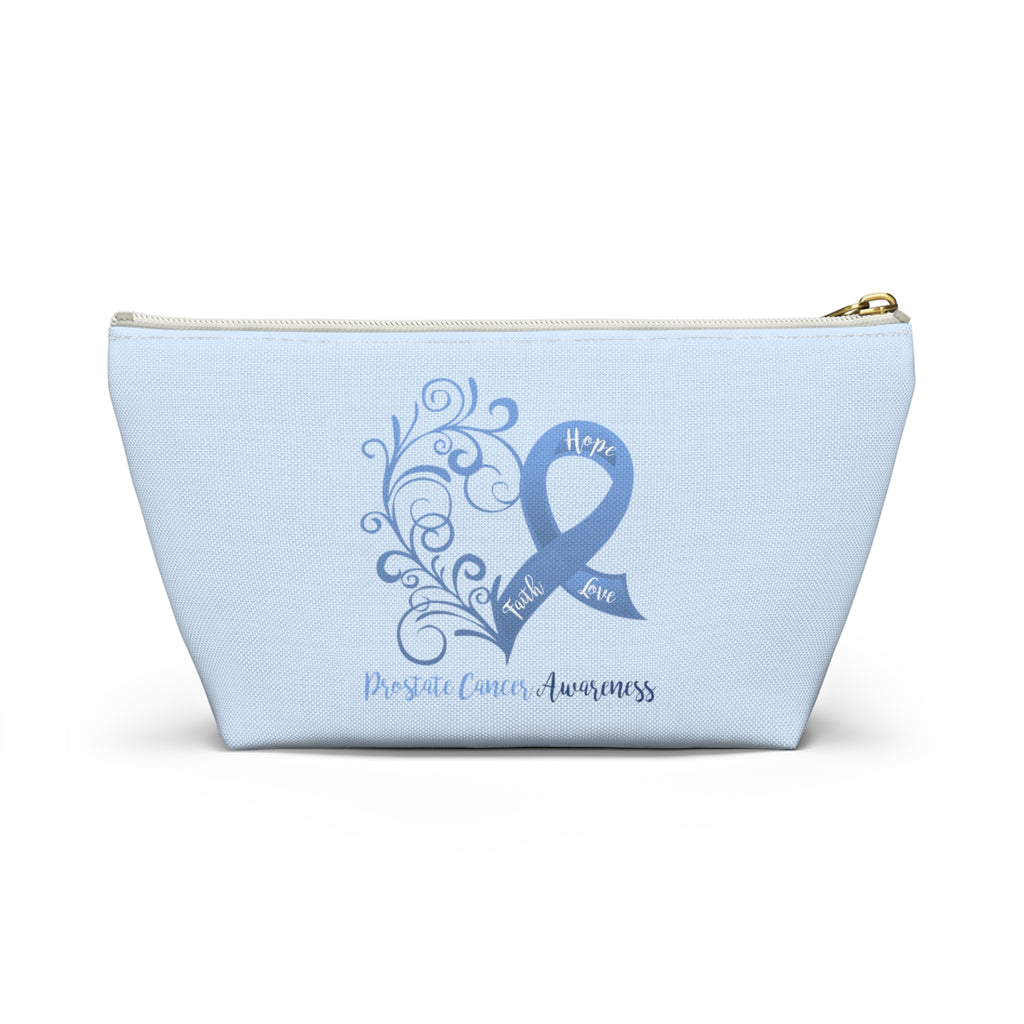 Prostate Cancer Awareness Heart Small "Light Blue" T-Bottom Accessory Pouch (Dual-Sided Design)
