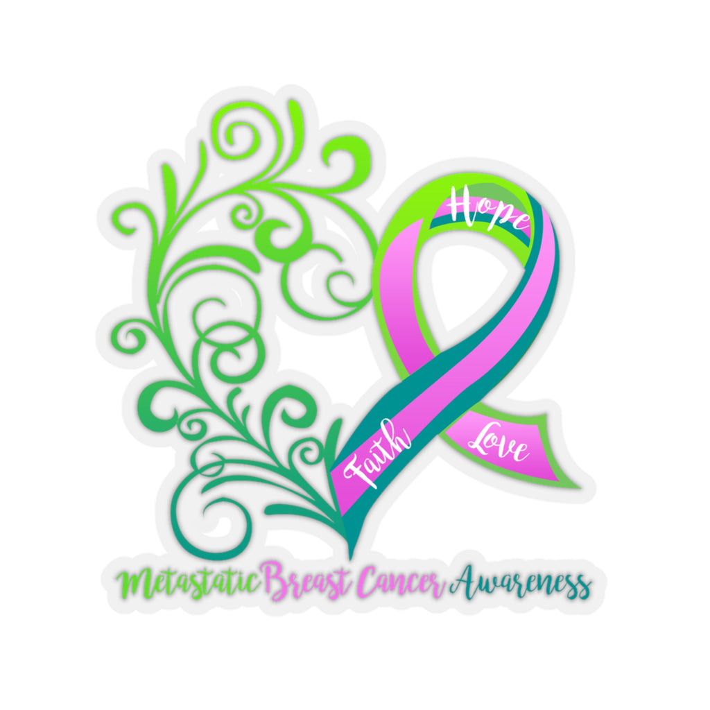 Metastatic Breast Cancer Awareness Heart Sticker (3x3)