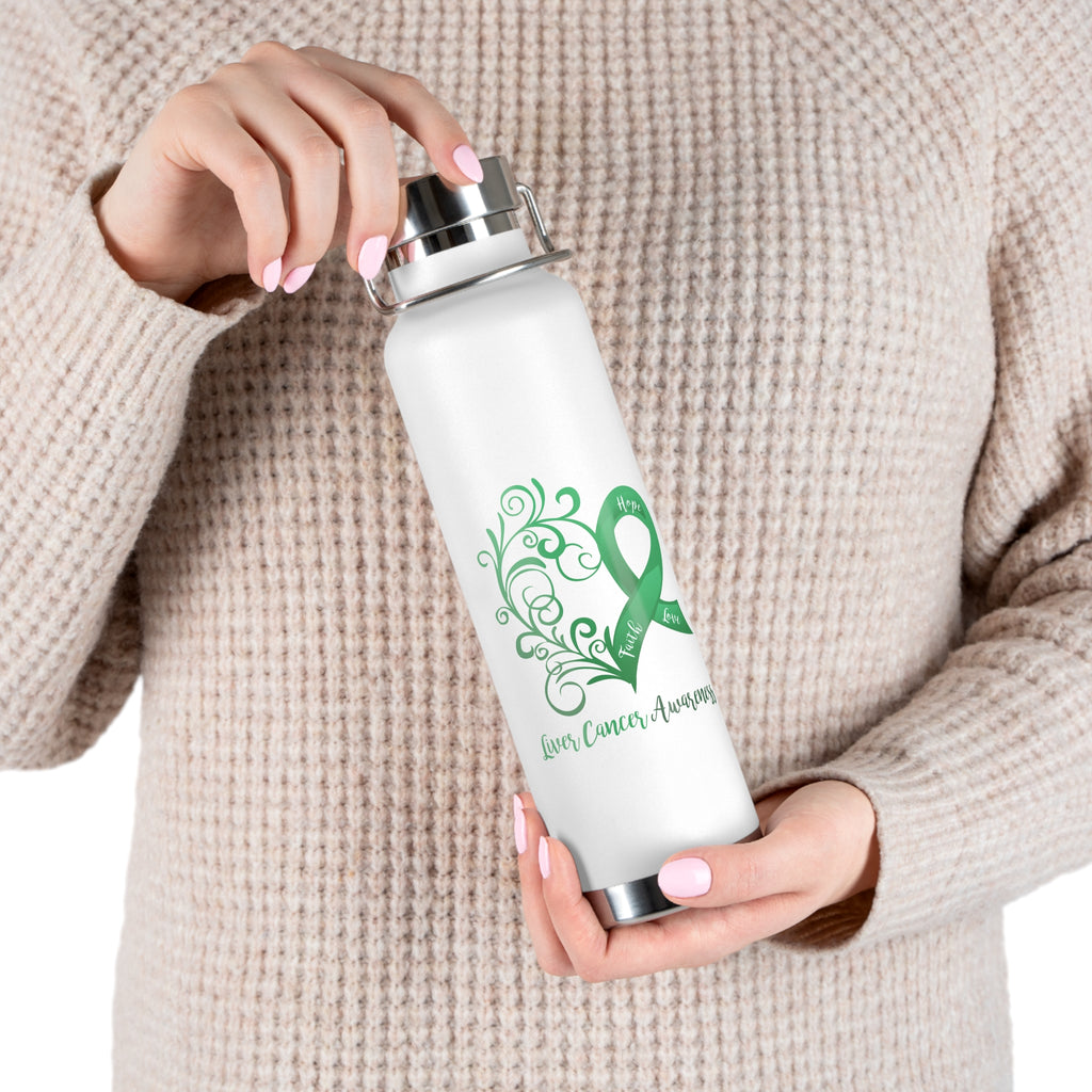 Liver Cancer Awareness Heart Copper Vacuum Insulated Bottle, 22oz (White)