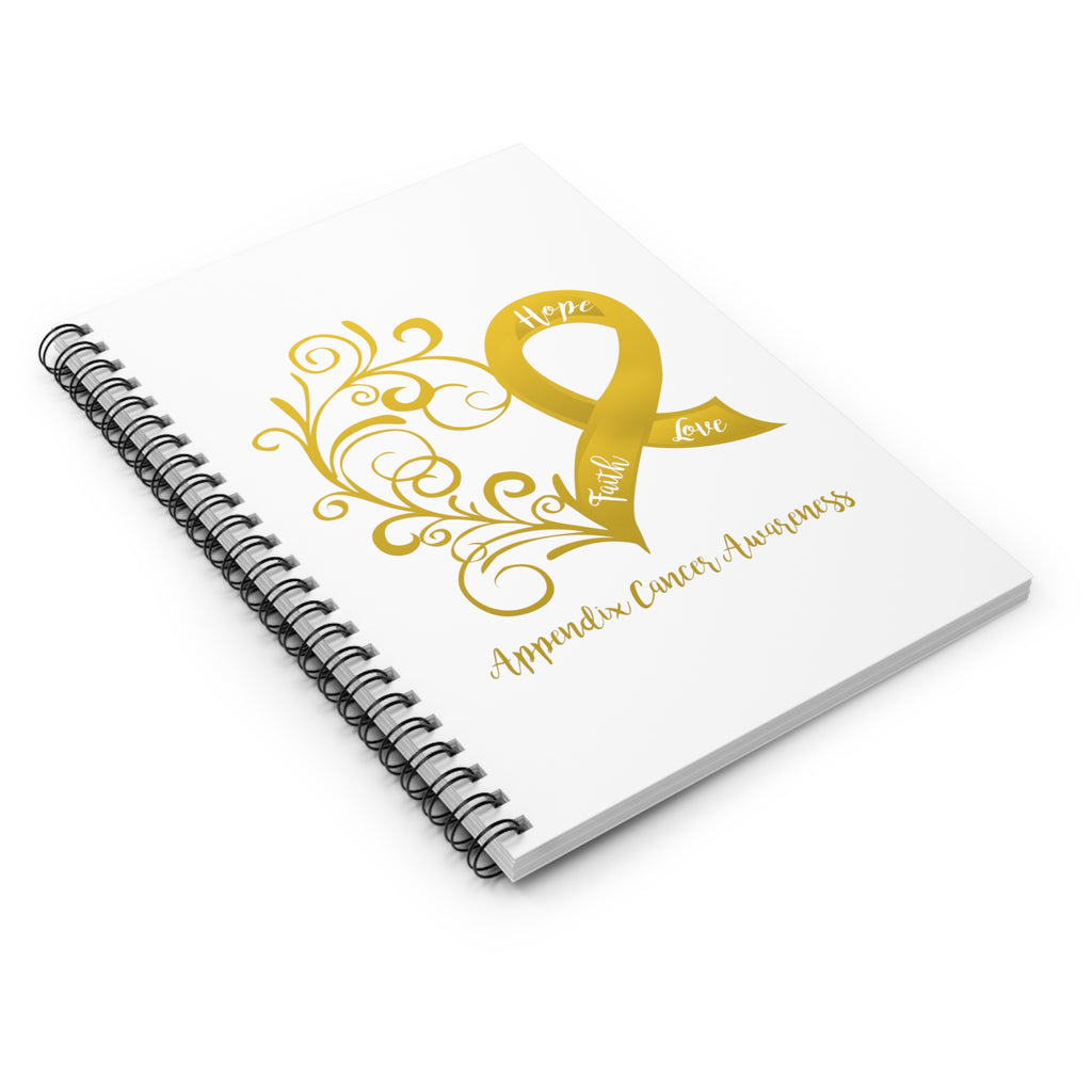 Appendix Cancer Awareness Heart Spiral Journal - Ruled Line