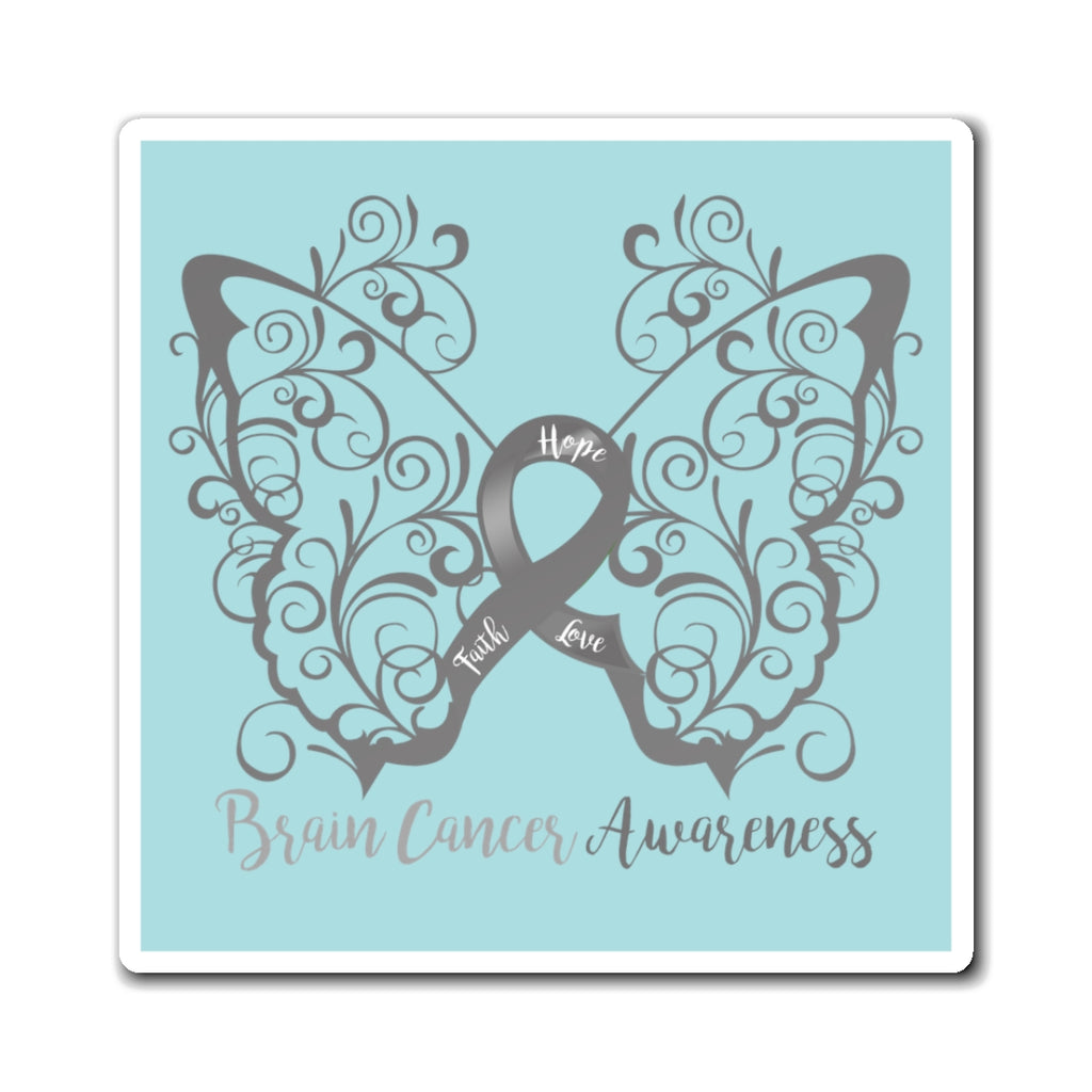 Brain Cancer Awareness Filigree Butterfly Magnet (3 Sizes Available)