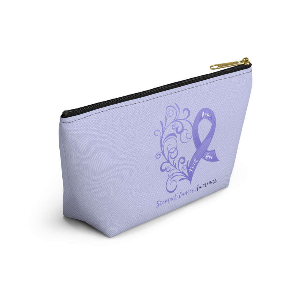 Stomach Cancer Awareness Heart "Periwinkle" T-Bottom Accessory Pouch (Dual-Sided Design)