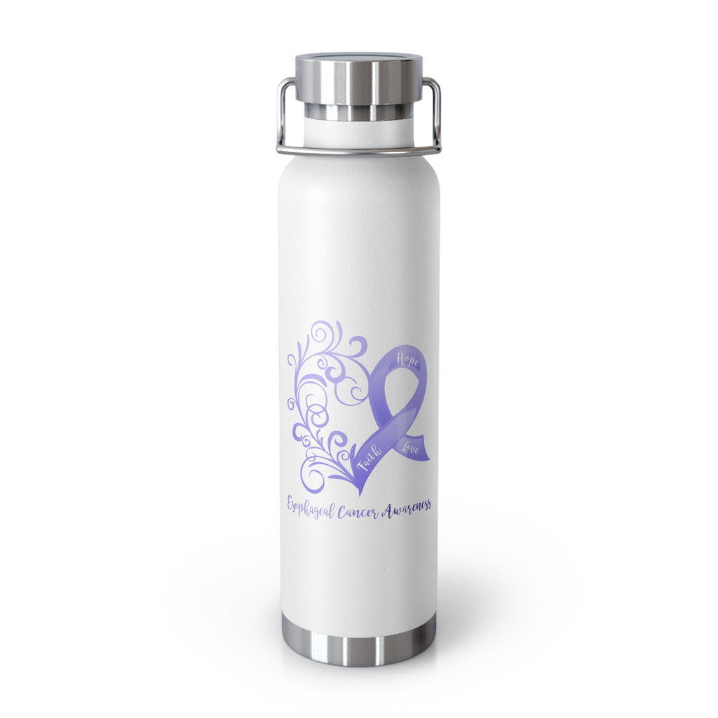 Esophageal Cancer Awareness Heart White Copper Vacuum Insulated Bottle, 22oz