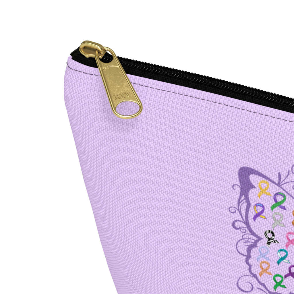 All Cancer Awareness Filigree Butterfly Small "Light Lavender" T-Bottom Accessory Pouch (Dual-Sided Design)