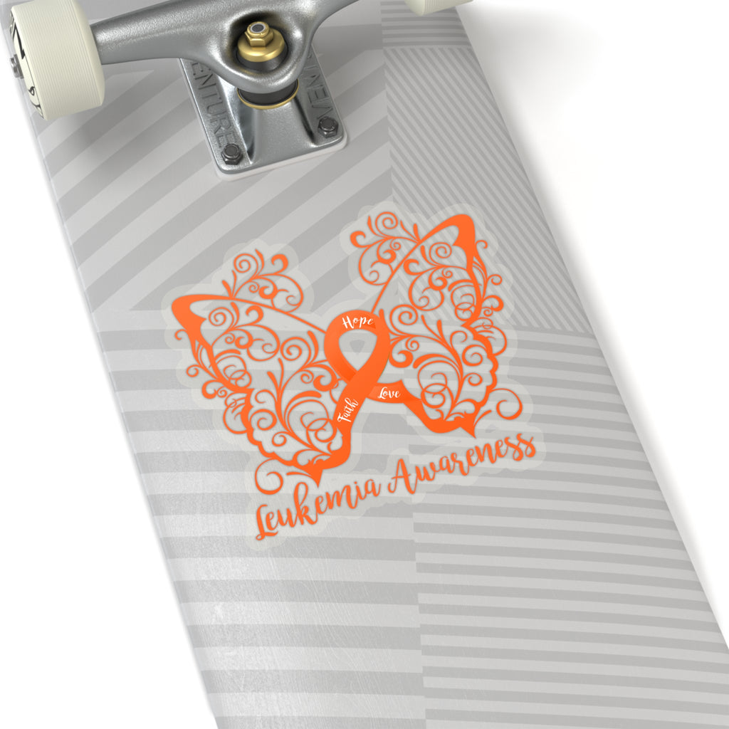 Leukemia Awareness Filigree Butterfly Vehicle Sticker (6 x 6)