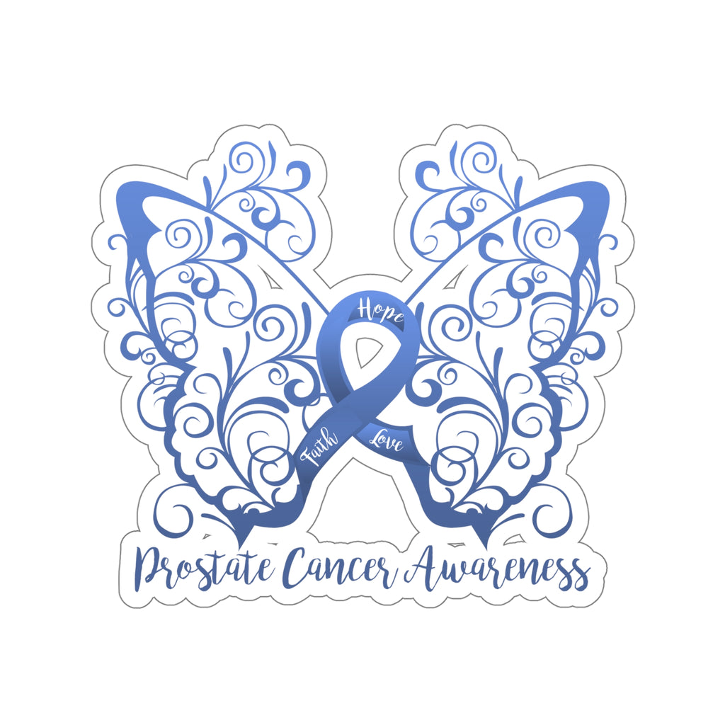 Prostate Cancer Awareness Filigree Butterfly Car Sticker (6 x 6)