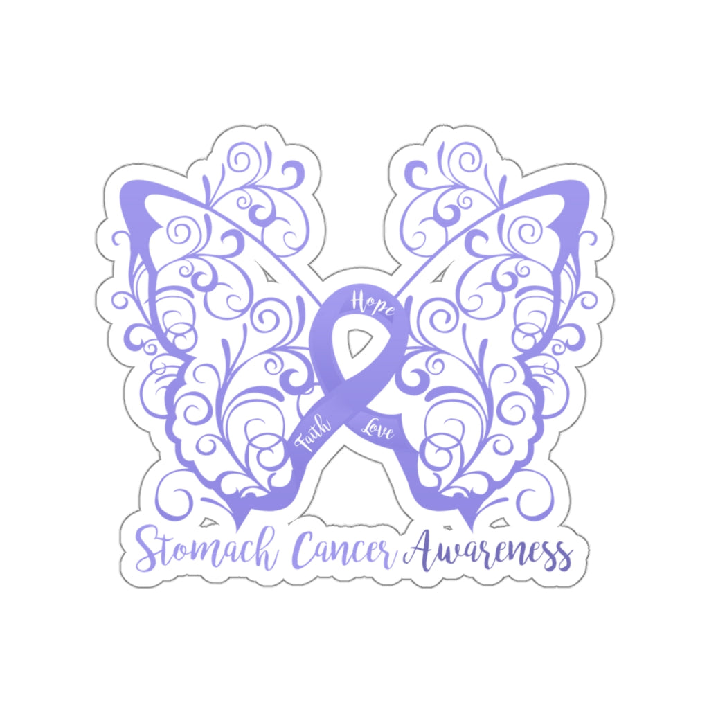 Stomach Cancer Awareness Filigree Butterfly Sticker (3 x 3)