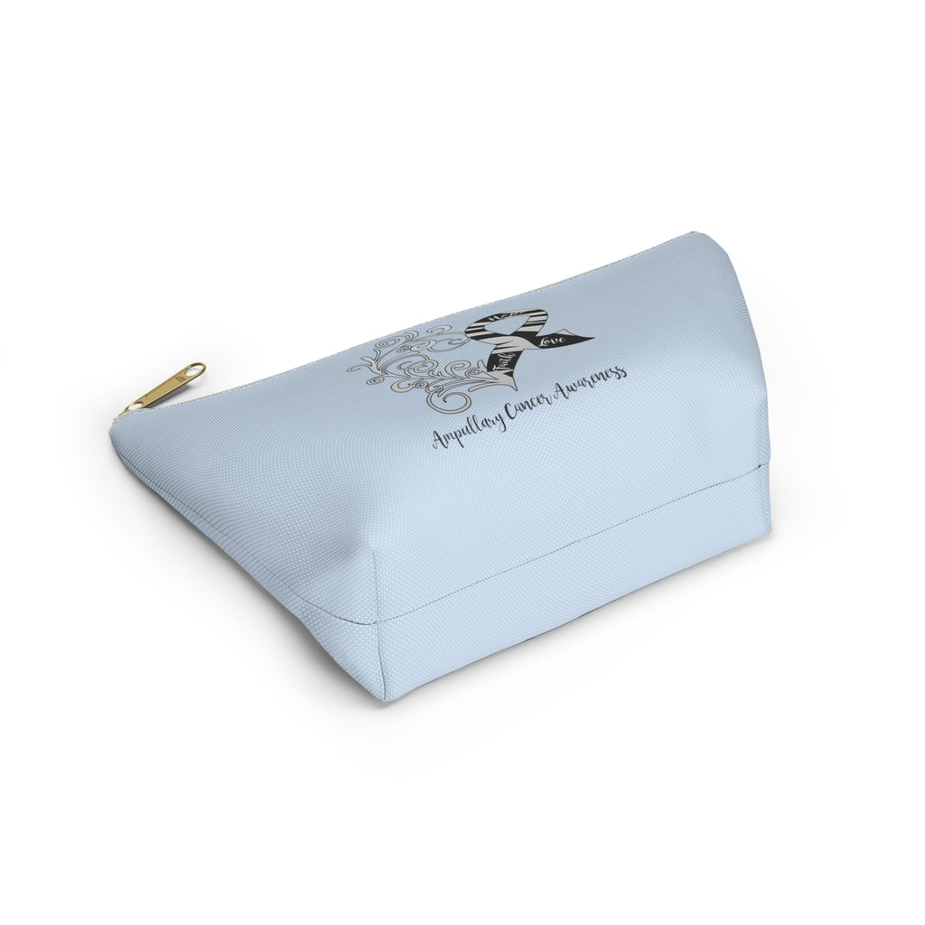 Ampullary Cancer Awareness Heart Small "Light Blue" T-Bottom Accessory Pouch (Dual-Sided Design)