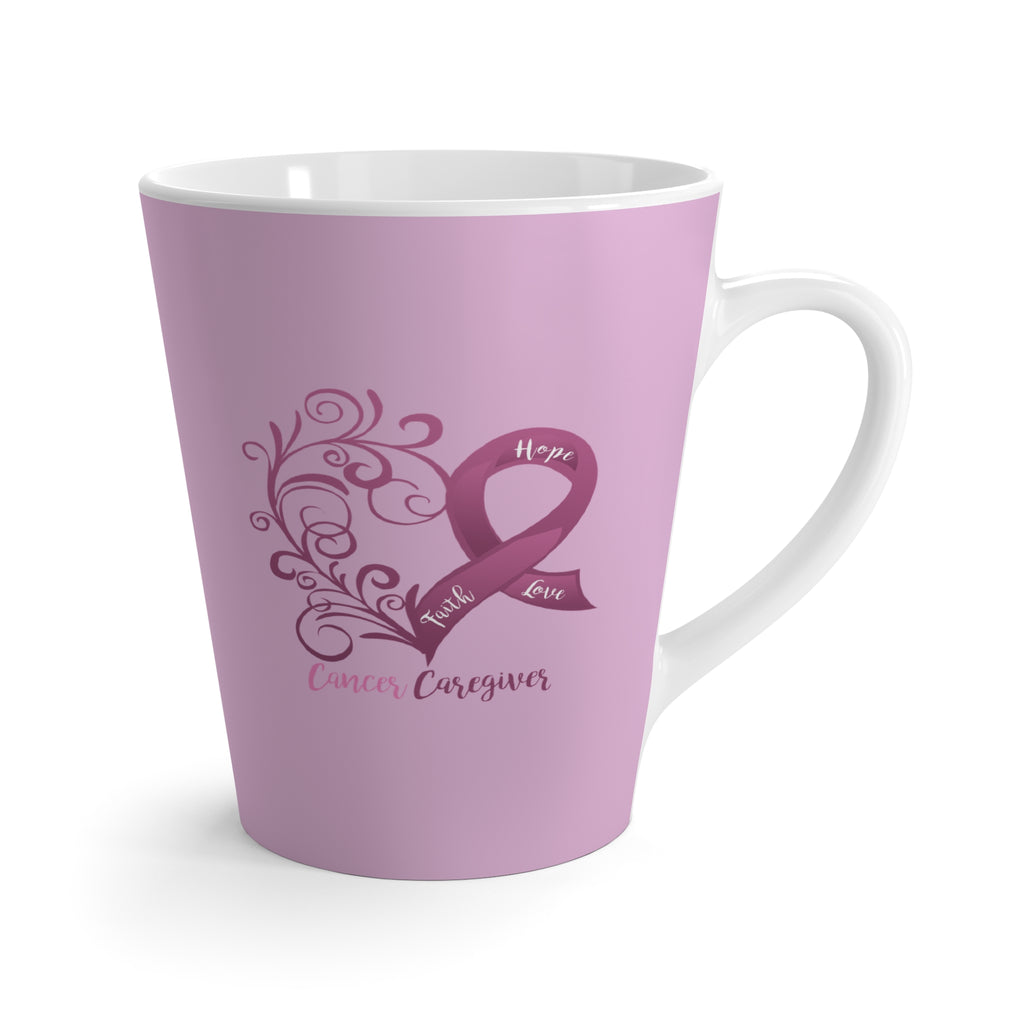 Cancer Caregiver Heart "Light Plum" Latte Mug (12 oz.)