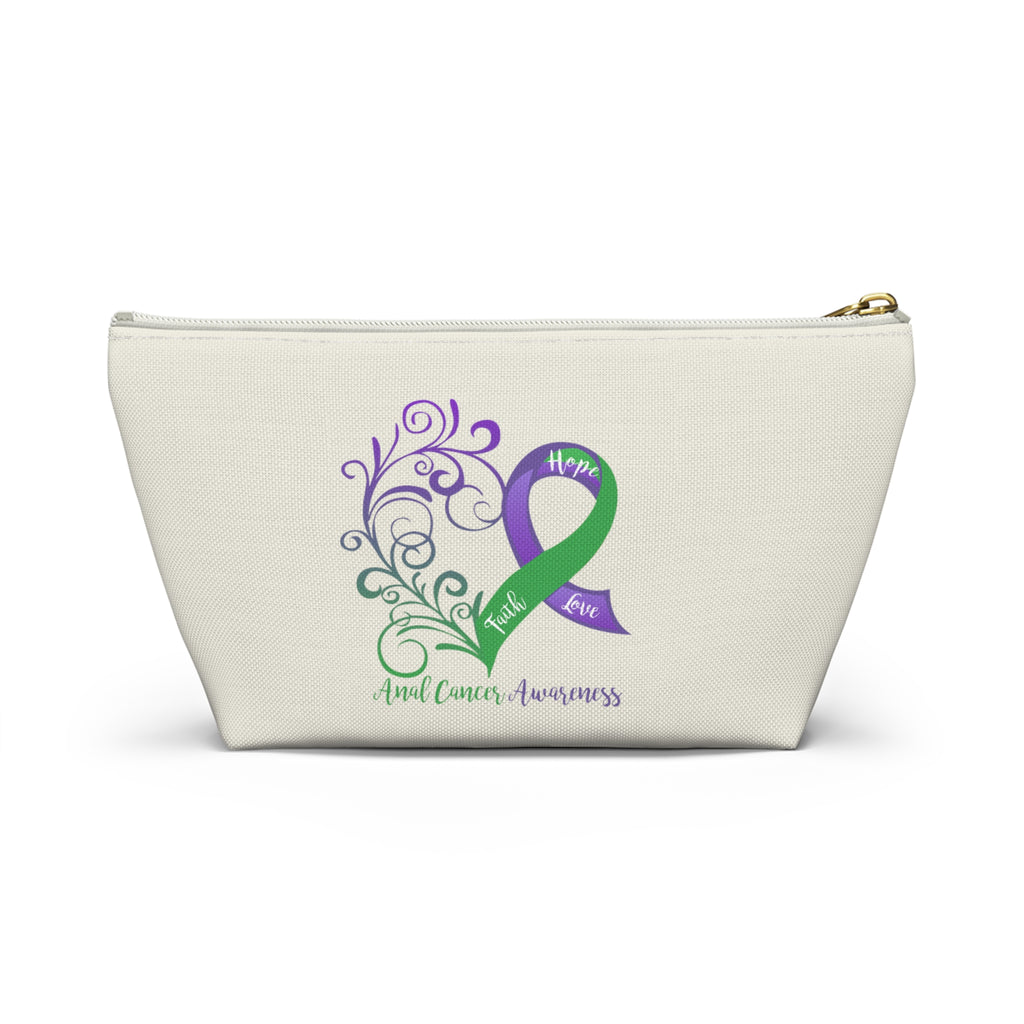 Anal Cancer Awareness Heart "Natural" T-Bottom Accessory Pouch (Dual-Sided Design)