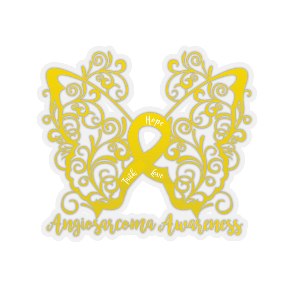 Angiosarcoma Awareness Filigree Butterfly Car Sticker (6 x 6)