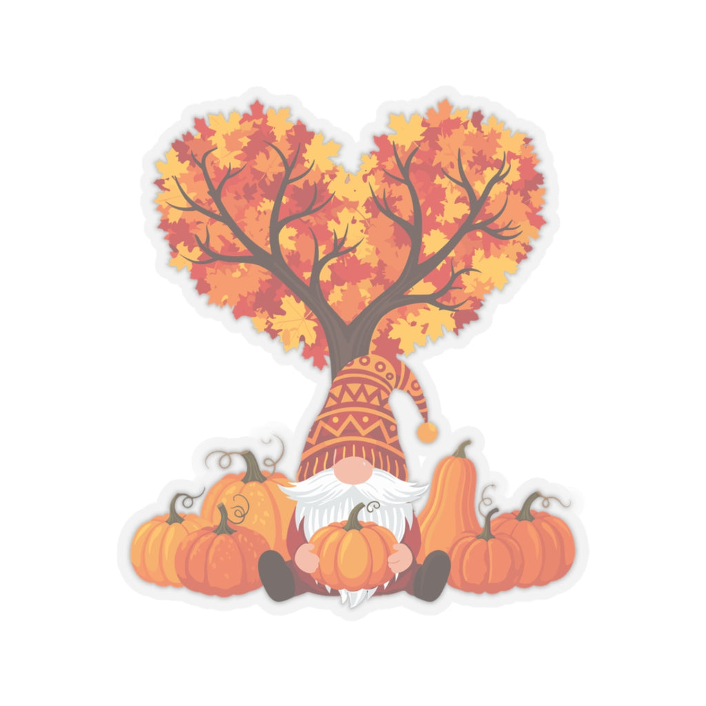 Autumn Gnome Transparent Sticker - Multiple Sizes