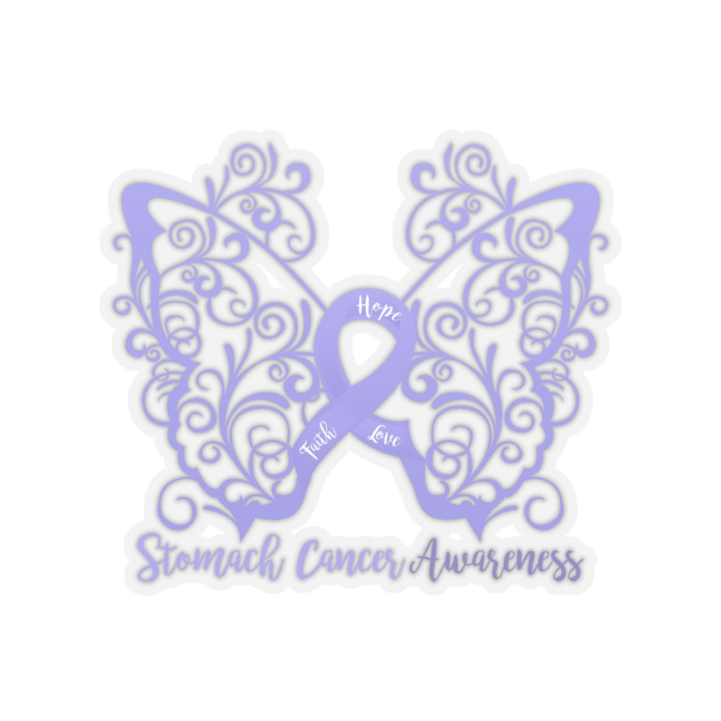 Stomach Cancer Awareness Filigree Butterfly Car Sticker (6 x 6)