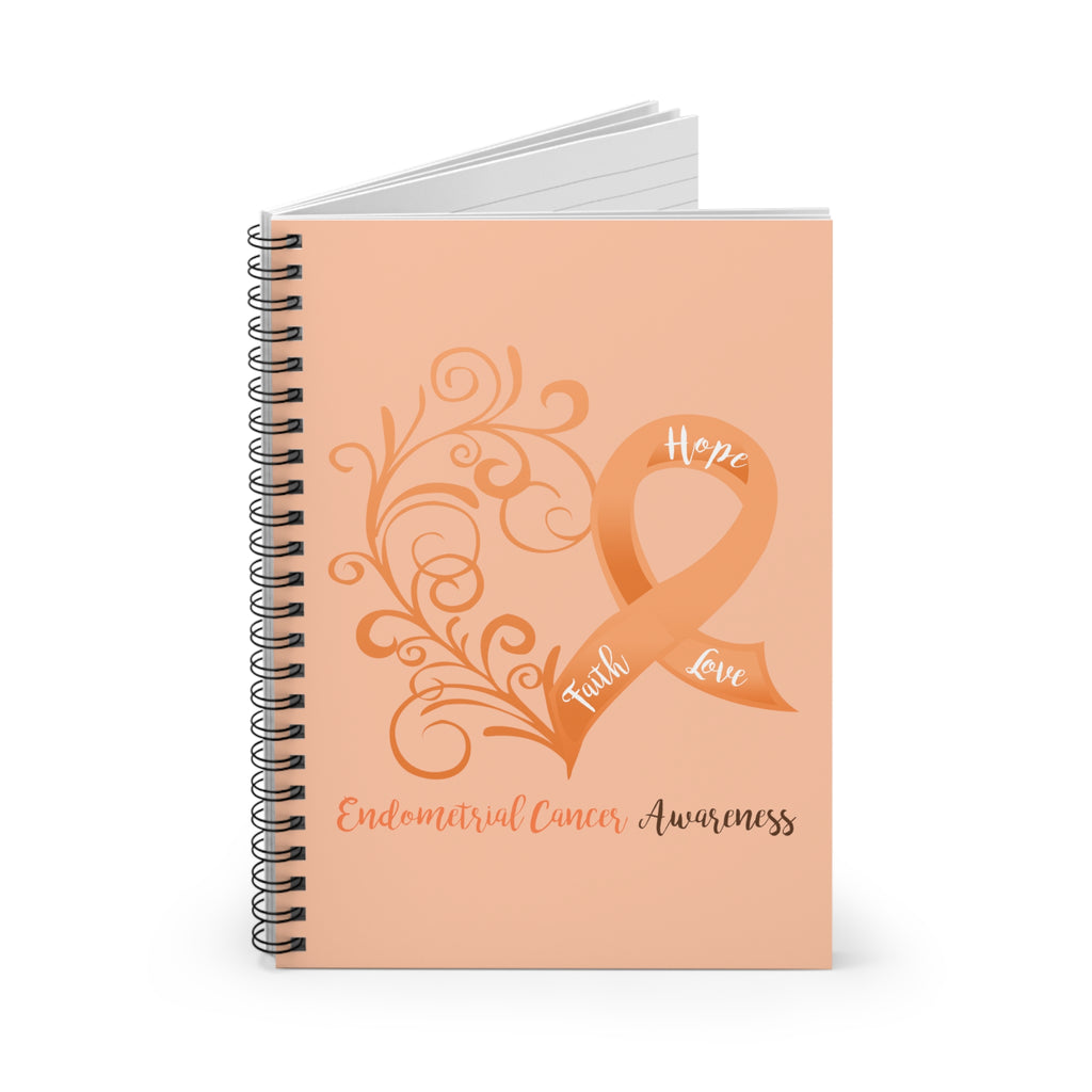 Endometrial Cancer Awareness Filigree Butterfly Spiral Journal - Ruled Line (Peach)