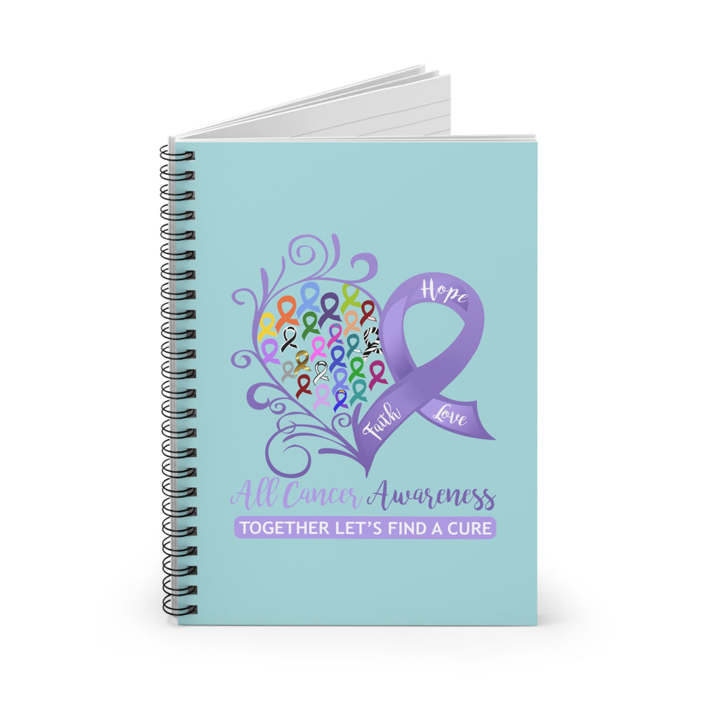 All Cancer Awareness Heart Spiral Journal - Ruled Line