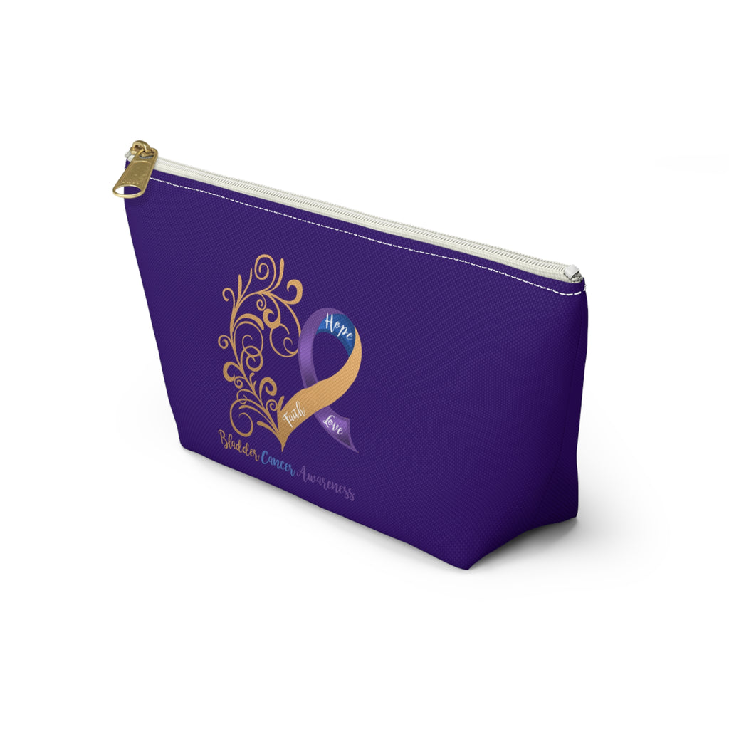 Bladder Cancer Awareness Heart "Purple" T-Bottom Accessory Pouch (Dual-Sided Design)