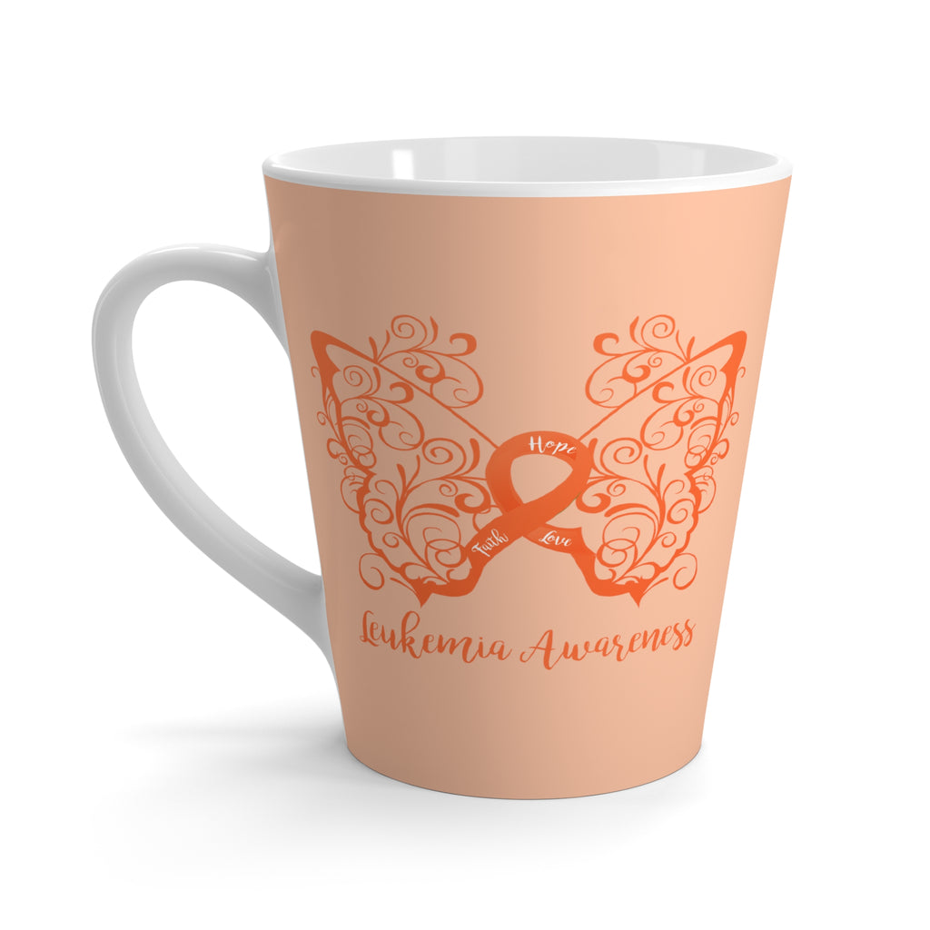 Leukemia Awareness Filigree Butterfly Orange Latte Mug (12 oz.)