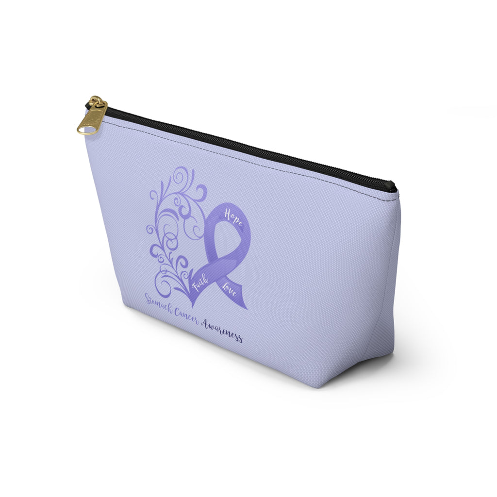 Stomach Cancer Awareness Heart "Periwinkle" T-Bottom Accessory Pouch (Dual-Sided Design)