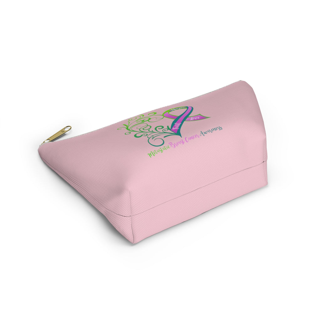 Metastatic Breast Cancer Awareness Heart Small "Pink" T-Bottom Accessory Pouch (Dual-Sided Design)