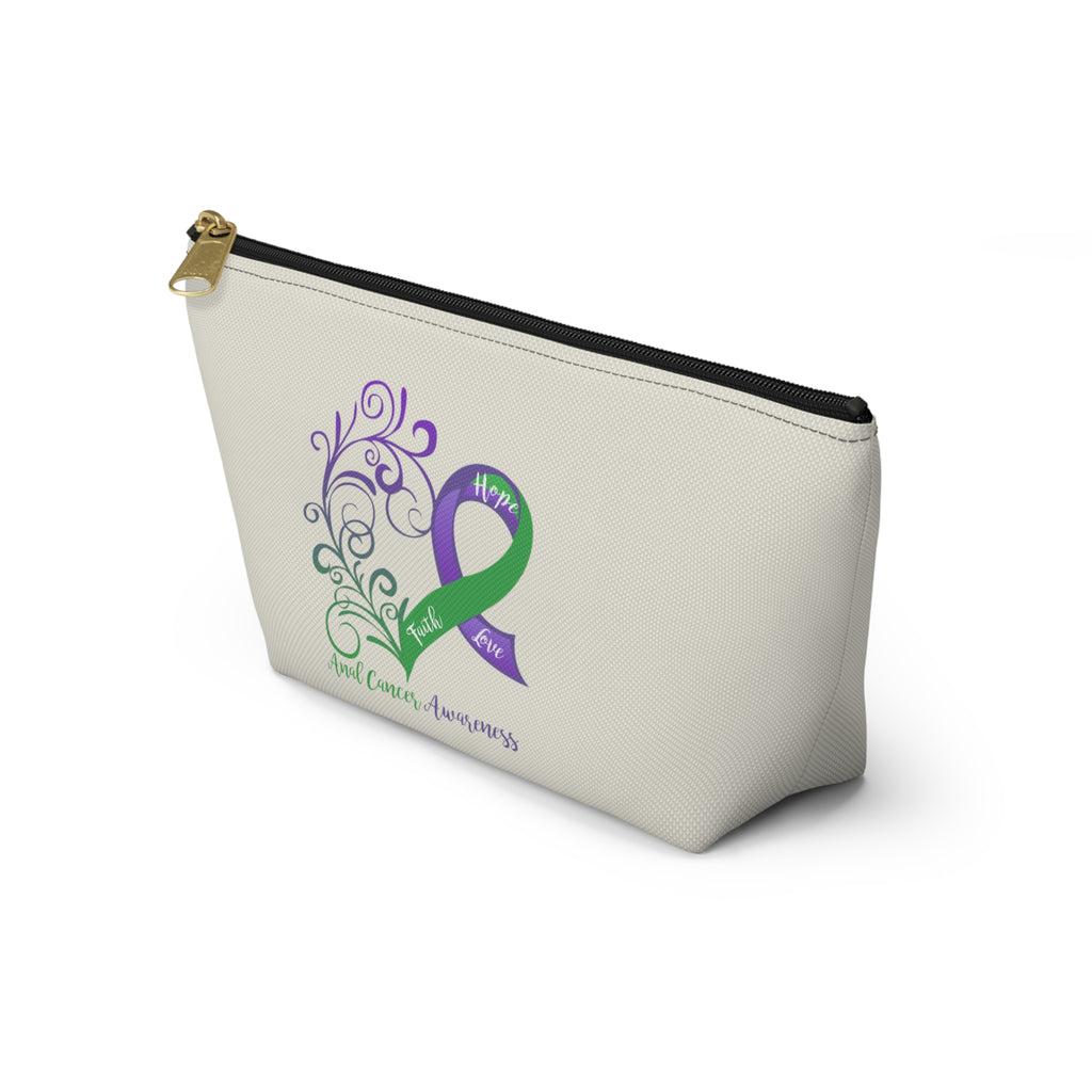 Anal Cancer Awareness Heart "Natural" T-Bottom Accessory Pouch (Dual-Sided Design)