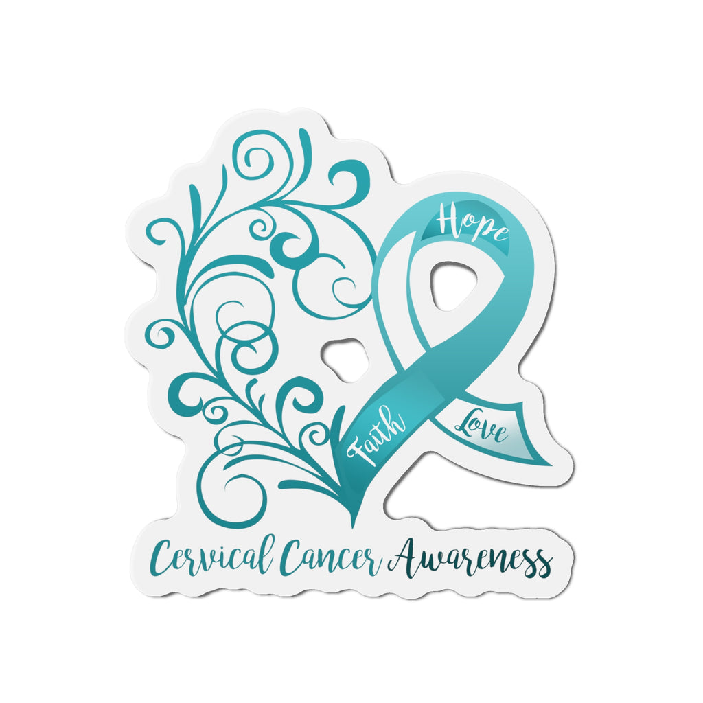 Cervical Cancer Awareness Heart Flexible Vehicle Magnet (6 X 6)