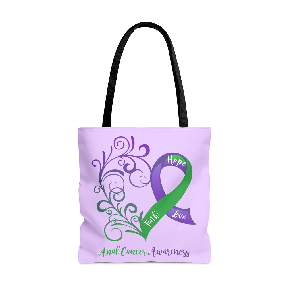 Anal Cancer Awareness Heart Large Tote Bag (Lavender)