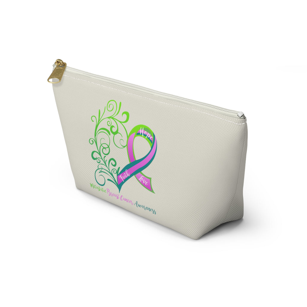 Metastatic Breast Cancer Awareness Small "Natural" T-Bottom Accessory Pouch (Dual-Sided Design)