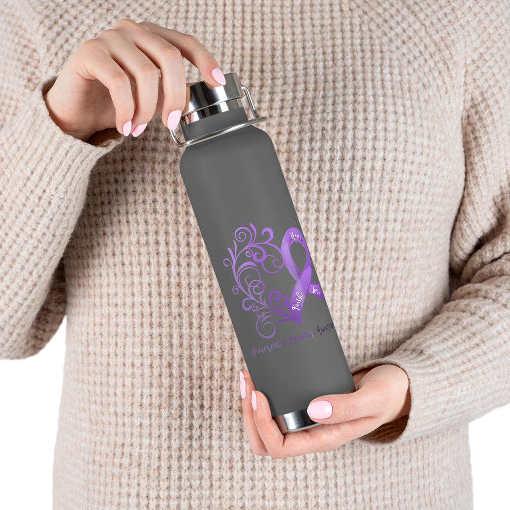 Pancreatic Cancer Awareness Heart Copper Vacuum Insulated Bottle, 22oz