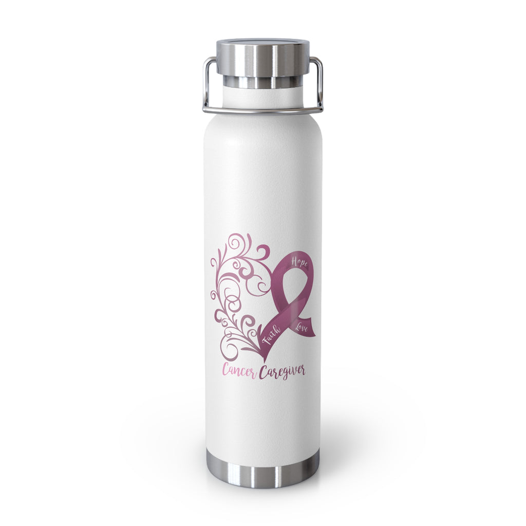 Honor Cancer Caregiver Heart Copper Vacuum Insulated Bottle, 22oz - 2 Colors Available