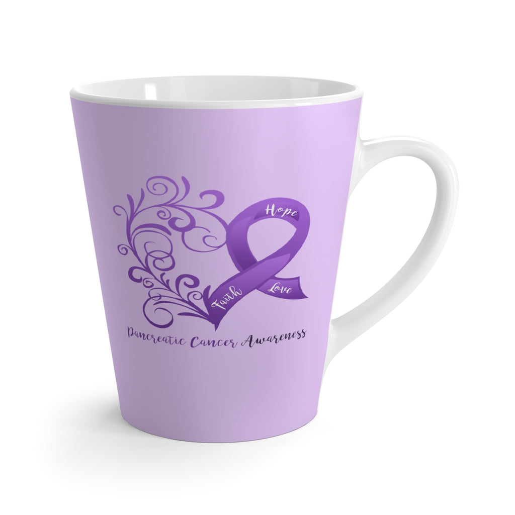Pancreatic Cancer Awareness Heart "Light Purple" Latte Mug (Dual-Sided Design)(12 oz.)