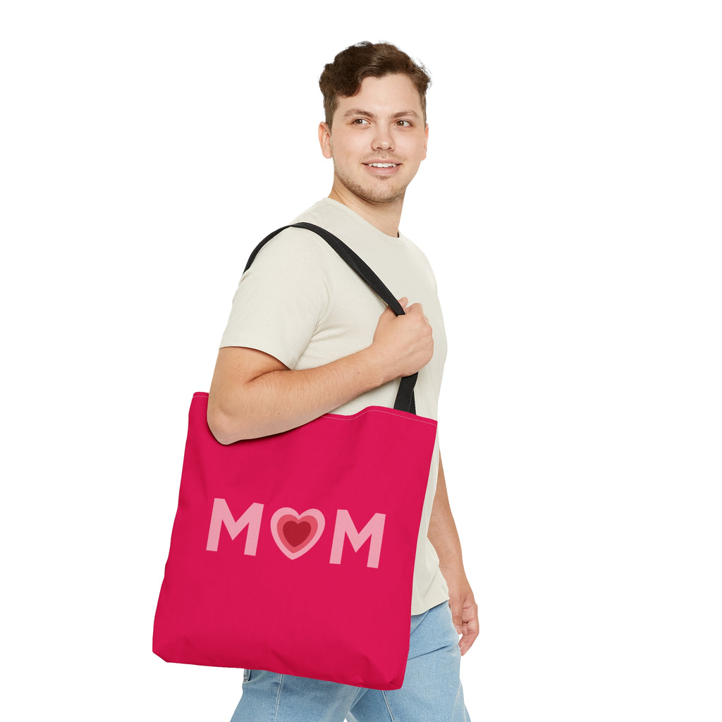 Mom Heart Large "Raspberry" Tote Bag