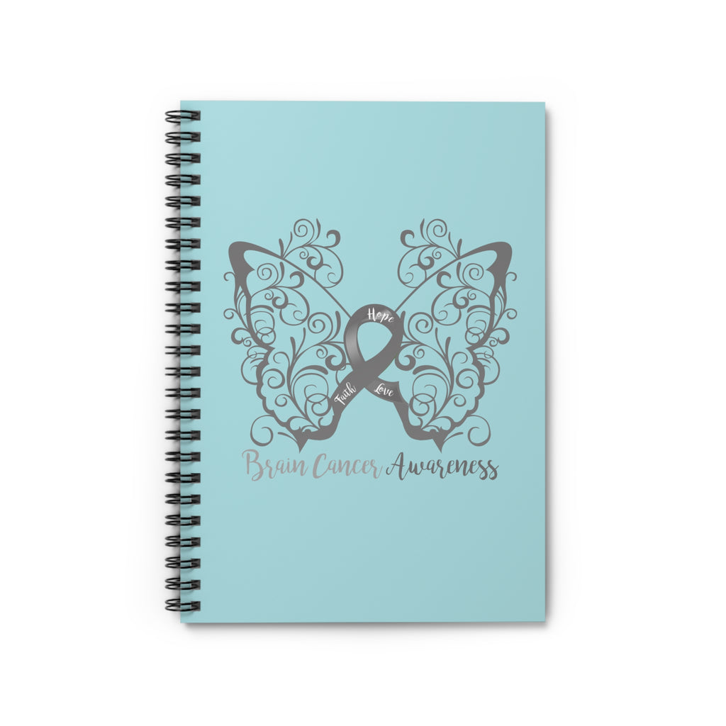 Brain Cancer Awareness Filigree Butterfly Spiral Journal - Ruled Line