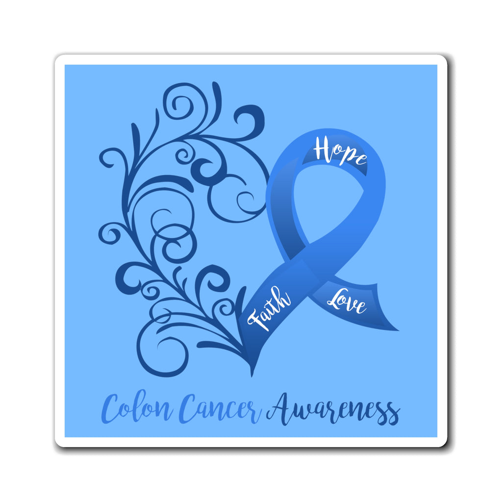 Colon Cancer Awareness Magnet (Azure Blue Background) (3 Sizes Available)